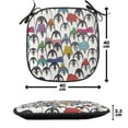 thumbnail image 4 of Sea Animals Chair Seating Cushion Set of 2, Pattern Penguins in Colorful Hats and Scarfs Cold Winter Fun Art, Seat Pads for Office with Anti-slip Backing, 16"x16", Multicolor, by Ambesonne, 4 of 7