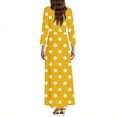 thumbnail image 4 of WTOBBY Women's Vintage Polka Dot Print V-Neck 3/4 Sleeve A-Line Beach Dress, Waisted Midi Sundress with Casual Flowy Skirt for Seaside Outings,Yellow M, 4 of 5