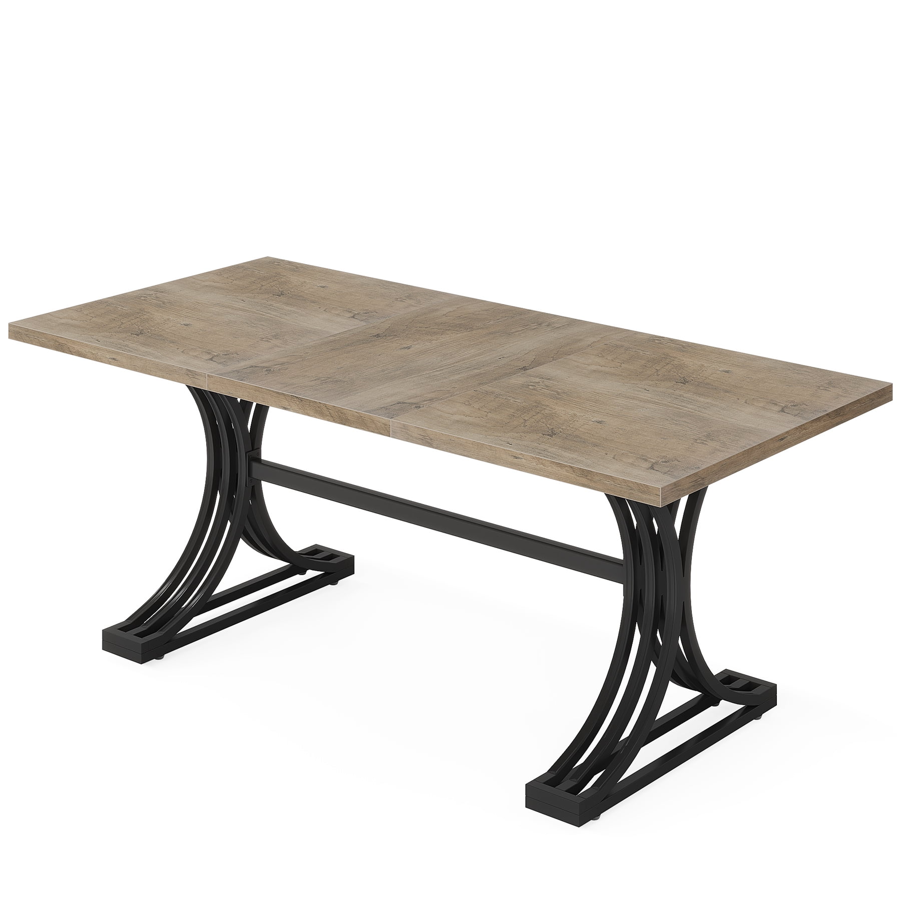 Demi Bonn 63" Executive Computer Desk with Faux Marble Tabletop, Modern Duty Study Writing Gaming Table for Home Office, Gray