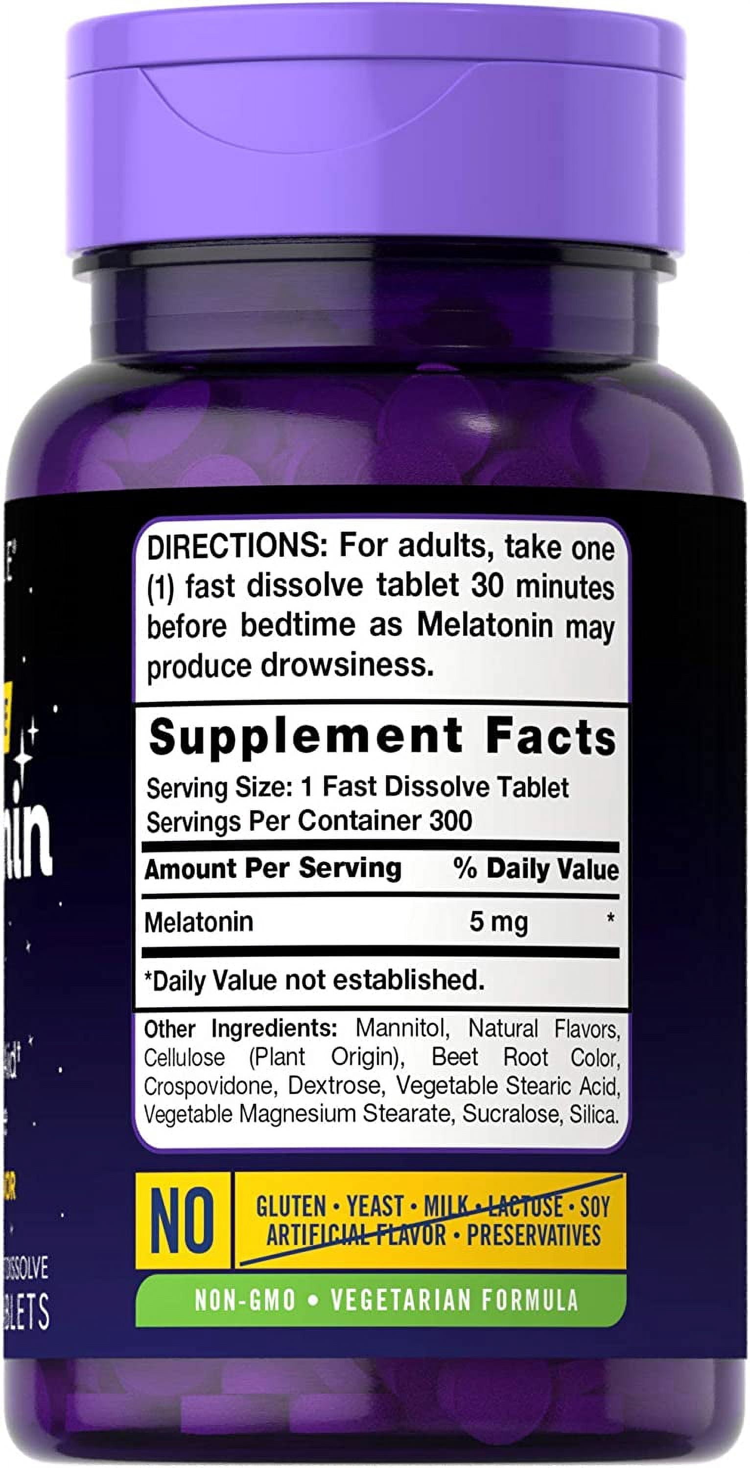 Melatonin 5mg | 300 Vegetarian Tablets | Berry Flavor for Men and Women | by Carlyle