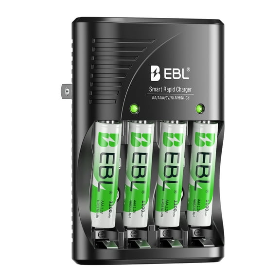 EBL AAA Rechargeable Batteries 4-Pack with Smart Battery Charger