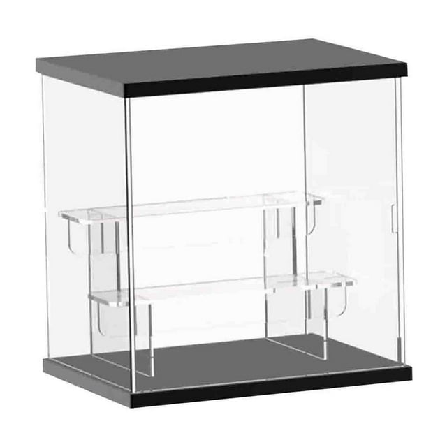 HILABEE Acrylic Display Case Easy to Assemble 2 Tier Display Box Organizer Cube for Doll L