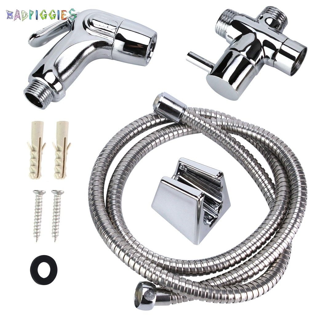 BadPiggies Stainless Steel Hand Held Bidet Toilet Sprayer Kit Diaper Washer Portable Shower Sprayer for Bathroom
