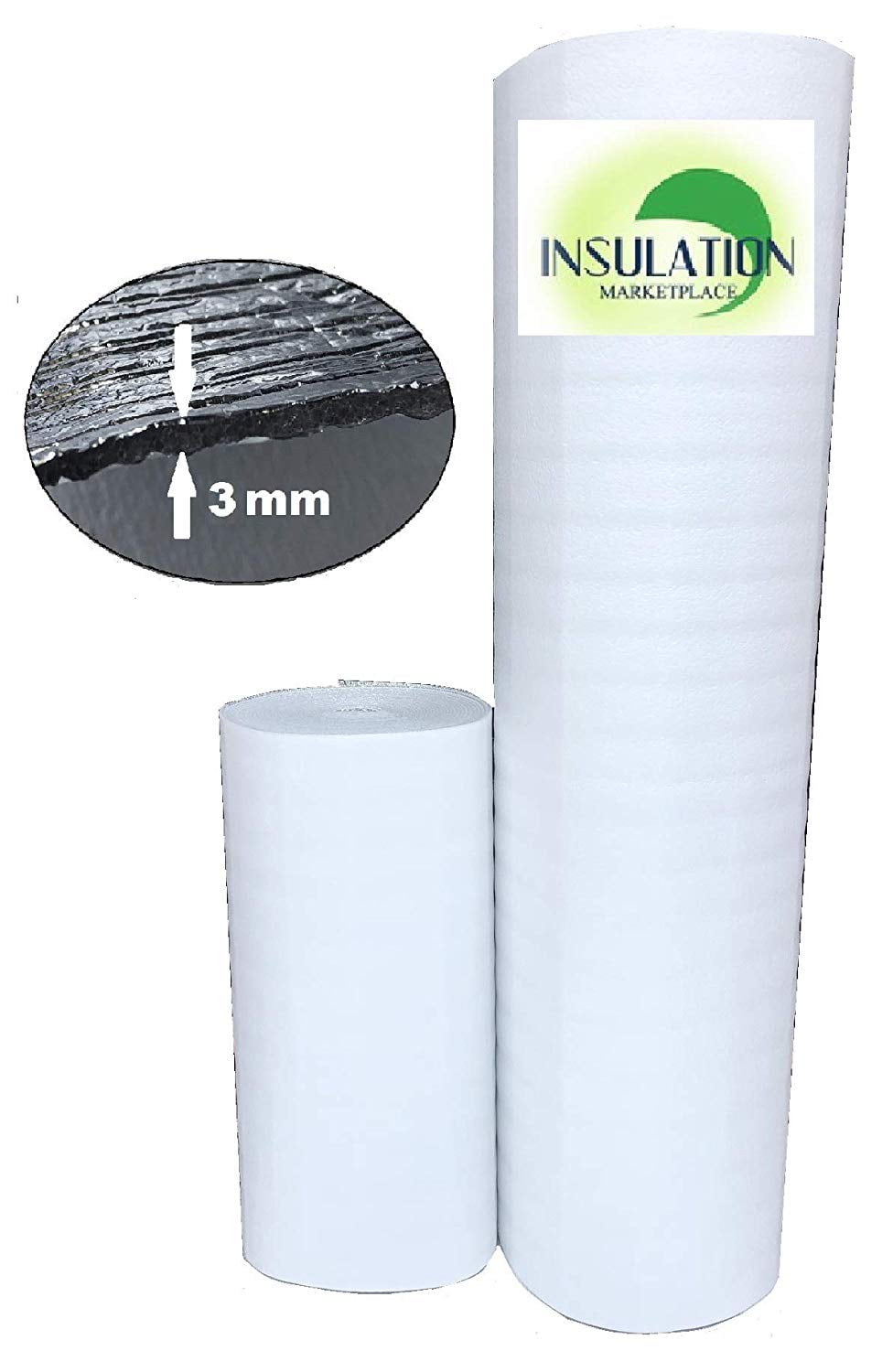 Commercial Grade US Energy Products 100sqft 48 x 25 Single Bubble White Reflective Foil Insulation Vapor Barrier Industrial Strength Radiant Barrier Wrap for Weatherproofing Multipurpose No Tear