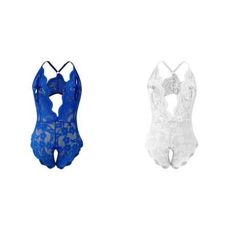 2-Pack Women V Neck Underwears Lingerie Lace Backless Lanyard Underwears Conjoined Tight Suit Floral Lingerie Corset Negligee Lingerie for Women Long Push up Underwear for Women Underwire