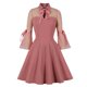 thumbnail image 1 of Womens Halloween Costumes 2024 Cosplay Gothic Dresses Women Party Color Long Sleeve Retro Dress Gothic Flare Sleeve Stitching Dress, 1 of 5