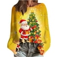 thumbnail image 5 of Womens Tops Christmas Printed Casual Crew Neck Long Sleeve Pullover Sweater Knitted Pullover Top,Blouse for Women Yellow S, 5 of 6