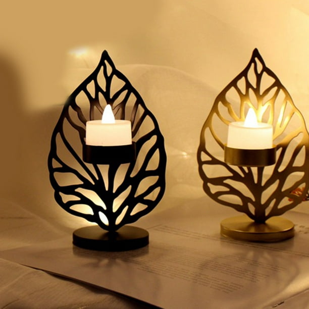CAROOTU Wrought Iron Candlestick Creative Leaf Candle Holder