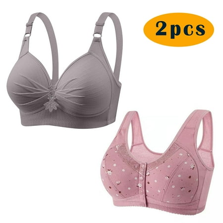 GERsome 2pcs Assorted Color Comfortable Full Coverage Bra for Women Wireless Bras with Soft Support Plus Size Everyday Bras 2PC#Gray/Light Purple XXL