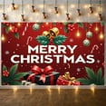 thumbnail image 4 of Red Theme Christmas Banner Festive Merry Christmas Banner Snowflake Design Gift Pattern Holiday Banner for Christmas Party Holiday Celebration Indoor Decoration, 4 of 9
