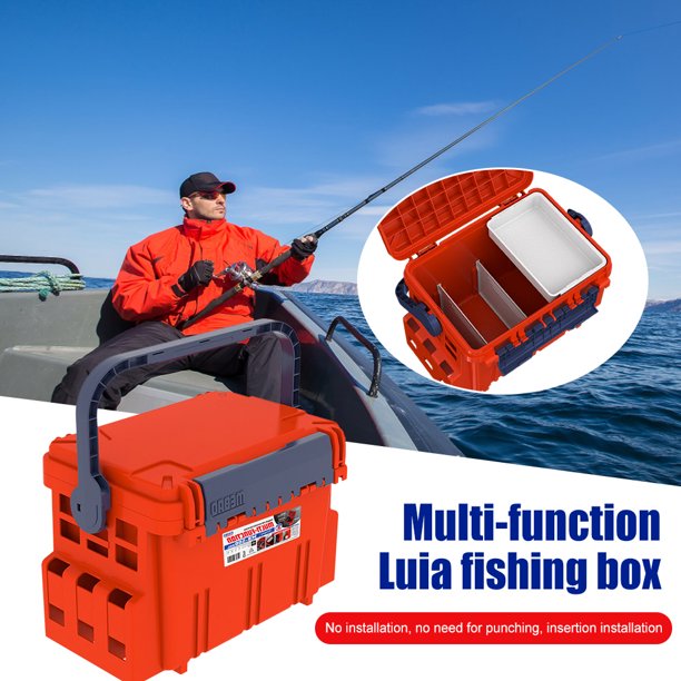 Organizador De Almacenamiento De Pesca Caja de pesca de carpa, multifuncional, portátil, duradera para artes de pesca (S naranja)