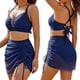 thumbnail image 2 of Traje de Baño Bikini Set de 2 Piezas con Bralette Acolchada Push-Up, Parte Inferior de la Cintura Alta Y Falda Transparente, Tela Estirable Seca para Vacaciones en la Piscina de la Playa, 2 of 9