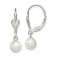 thumbnail image 1 of 925 Sterling Silver Rh-plated 6-7mm White FW Cultured Pearl Leverback Earrings; for Adults and Teens; for Women and Men, 1 of 3