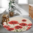 thumbnail image 3 of Red Poppy Round Area Rug 4Ft Washable Circle Rugs for Bedroom Dining Room, Spring Summer Farmhouse Flowers Rustic Burlap Non-Slip Carpet Floor Mats Indoor Outdoor Carpet Runner Aesthetic Home Decor, 3 of 8