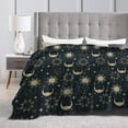 thumbnail image 4 of DouZhe Ultra-Soft Micro Fleece Lightweight Flannel Bed Blanket, Cartoon Sun Star Moon Blue Print Cozy Warm Throw Blankets, 60"x50", 4 of 7