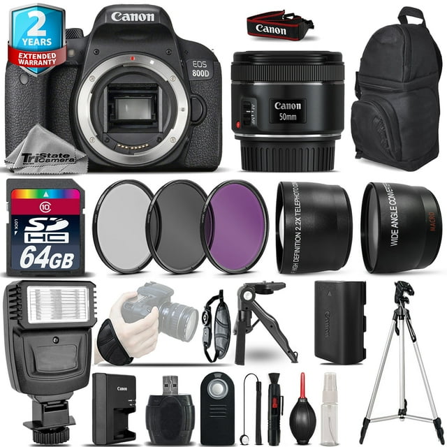 Canon EOS Rebel 800D DSLR Camera + 50mm 1.8 + 2yr Warranty -Ultimate Saving Kit