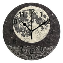 Yayeee 10" Wall Clock Battery Operated Quartz Round Silent Non-Ticking Home Decor,Beige Moon