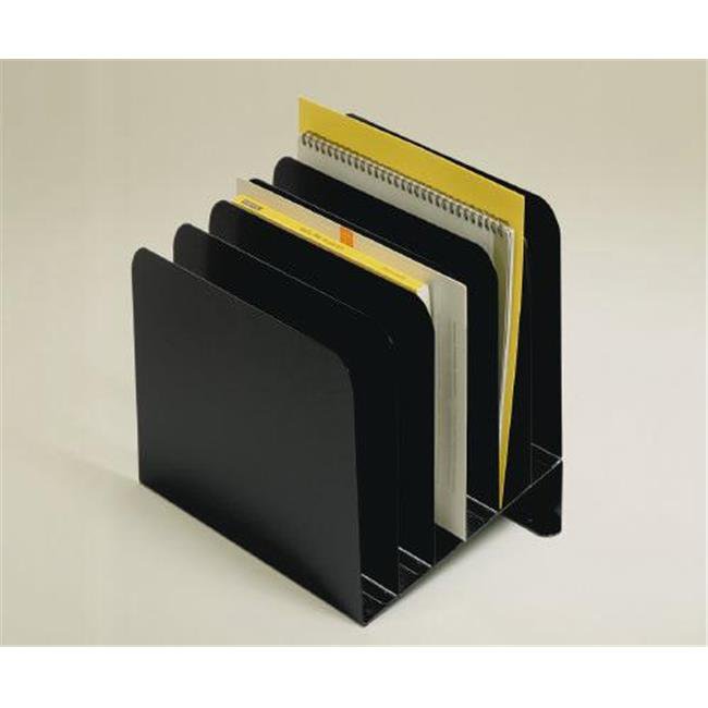 Steel Slanted Vertical Organizer 6 Pocket Black