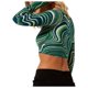 thumbnail image 5 of Cárdigan ahuecado de las tapas de la cosecha de las camisetas de manga larga de las mujeres XBTCLXEBCO Raya verde, Grande, 5 of 6