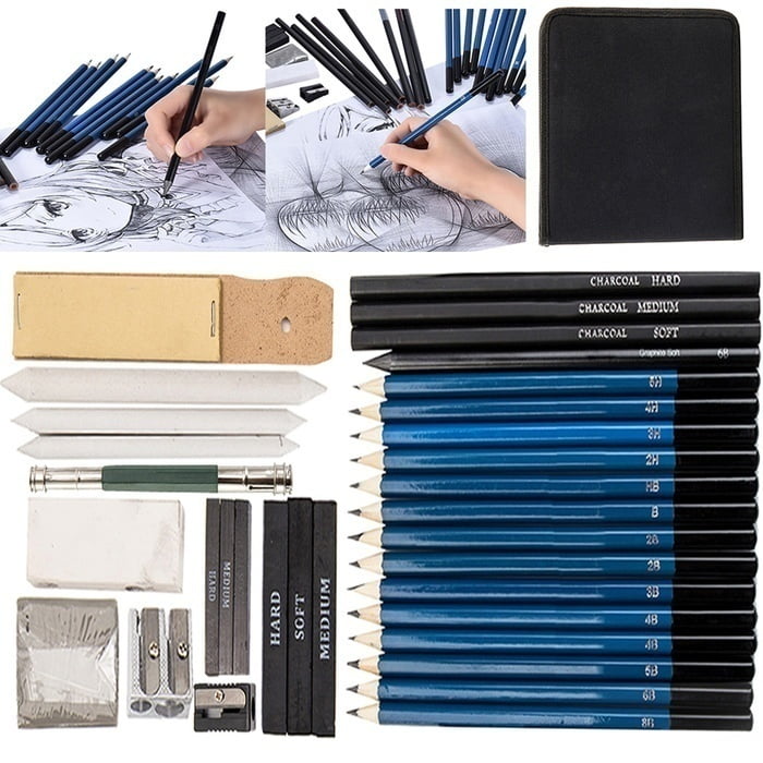 36PCS Sketching Drawing Pencils Set Includes Graphite Pastel Charcoal