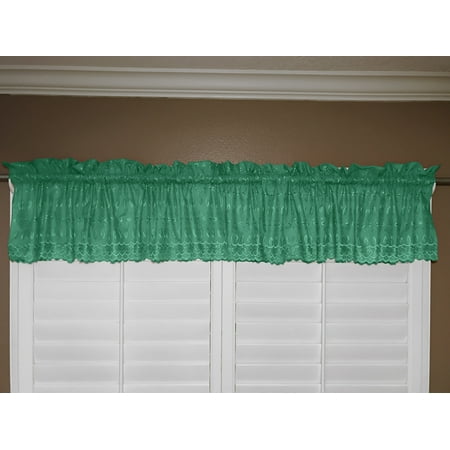 cotton eyelet window valance 58 wide teal green
