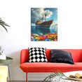 thumbnail image 4 of Sikiie Floral Ship On Ocean Print Canvas Decorative Hanging Painting, Anti-shrinkage Hanging Frame, Suitable for Home, Office Wall Decorations, 4 of 6