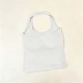 thumbnail image 4 of Womens Cotton Solid Color Halter Tank Tops Backless Double Lined Basic Shirts Trendy Going Out Tops White Free Size, 4 of 5