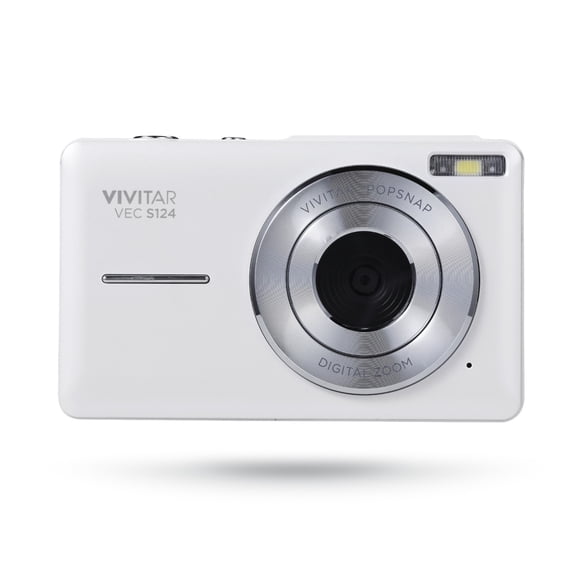 Open Box Vivitar Popsnap Compact Digital Camera, White, 16X Zoom, 1080p, Built-in Flash, Micro SD, Slim Lightweight Pocket Design