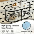 thumbnail image 3 of Coffee Table Black Glass Coffee Table for Living Room,2 Tiers Oval Center Table with Sturdy Metal Frame,Modern Tempered Glass Accent Table for Bedroom Home Office, 3 of 18