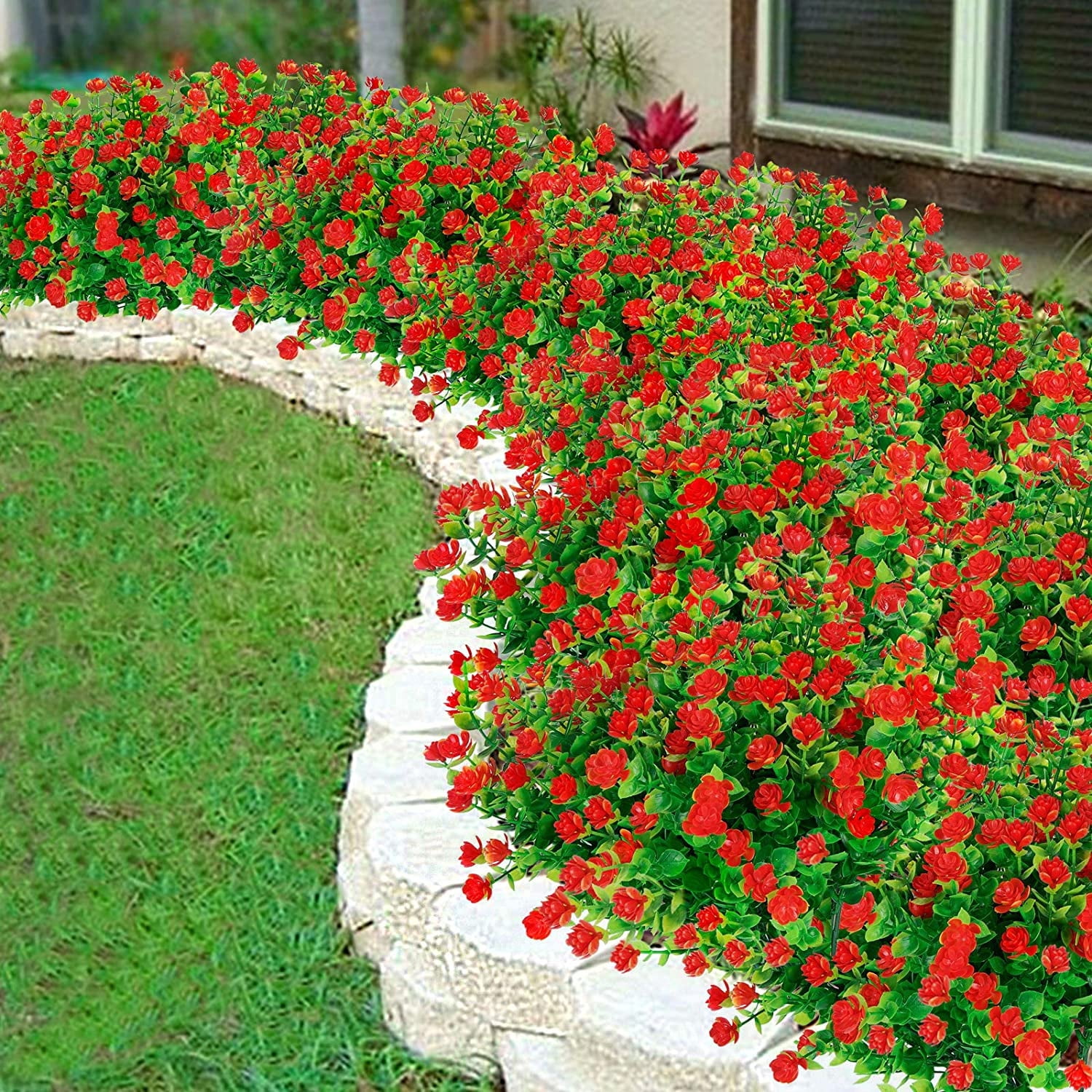 MAMOWEAR Artificial Flowers for Outdoor, 12PCS UV Resistant Fake Flowers for Decoration Indoor, No Fade Faux Plastic Hanging Plants Wedding Farmhouse Garden Porch Window Décor