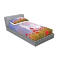 thumbnail image 2 of Ambesonne Floral Fitted Sheet & Pillow Sham Set, Poppy Flowers on Meadow, Twin, Red Green Blue, 2 of 2