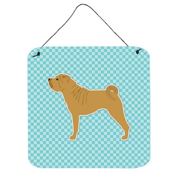 Shar Pei Checkerboard Blue Wall or Door Hanging Prints