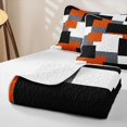 thumbnail image 4 of Castle Fairy Watercolor Offset Rectangle Block Quilt King 3 Pieces,Retro Mosaic King Coverlet Set,Orange Gray Black,1 Bedspread and 2 Pillowcases, 4 of 7