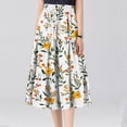 thumbnail image 5 of Midi Skirts For Women High Waist Flowy A-Line Midi Long Skirt Casual Floral Print Tiered Skirt Loose Elastic Drawstring Fashion Skirt With Side Pockets Yellow L, 5 of 7