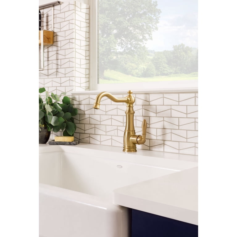 Moen Weymouth Single-Handle Bar Faucet – Brushed Gold Finish, Elegant & WaterSense Certified