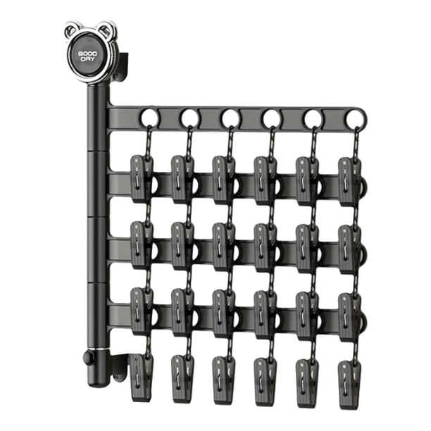 Tendedero plegable de pared para ropa, organizador de lavandería multiusos con pinzas para calcetines y ropa interior, tendedero colgante de interior que ahorra espacio, ideal para viajes o para el
