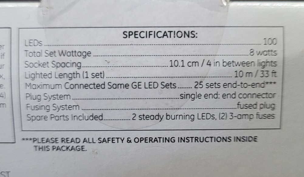 GE 100 LED Miniature Lights Energy Smart ConstantOn, Pure White (2-Pack)