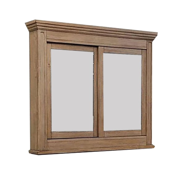 Benjara 5 MM Beveled Cabinet Mirror with Storage, Brown