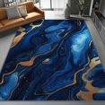 thumbnail image 3 of Area Rugs 7 X 8 ft Rug for Living Room Soft Non Slip Rug Low Pile Abstract Swirl Lines Printed Area Rugs Bedroom Farmhouse Dining Room, Home Decor Indoor Dark Blue, 3 of 7