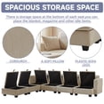 thumbnail image 5 of 113" Modular Sectional Corduroy Sofa, 4 Seat U Shaped Cloud Couch with Storage Seats and 48" Double Chaises, Convertible 83.5"×61.5" Sofa Bed with Pillows for Living Room, Beige, 5 of 9