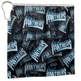thumbnail image 2 of Cortina de ducha impermeable de secado rápido para baño con diseño de panteras, con ganchos, decoración de fútbol americano, juego de cortinas de ducha para baño, plancha de 72 x 72 pulgadas, 2 of 8