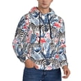 thumbnail image 2 of Wukai Flamingo And Zebra Print Men Hoodies Fleece Sweatshirts Long Sleeve Sweaters Pullover Fall Outfits Winter Clothes-X-Large, 2 of 7