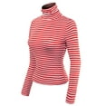 thumbnail image 3 of MixMatchy Women's Tight Fit Lightweight Solid/Stripe Long Sleeves Turtle Neck Top, 3 of 5