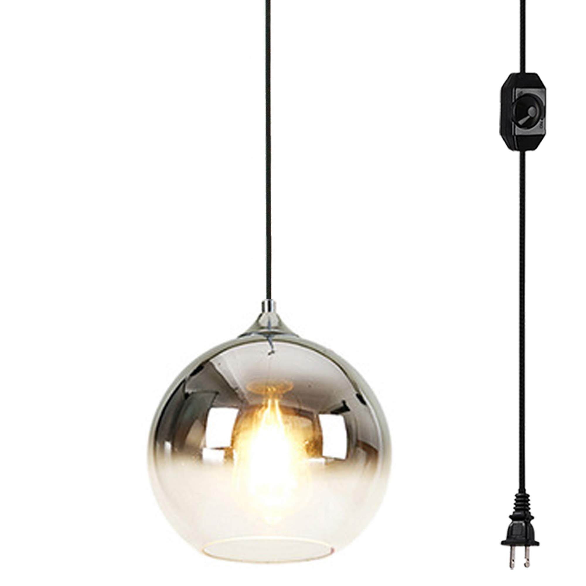 FSLiving Hanging Swag Lamp no Wiring Needed Portable Globe Pendant