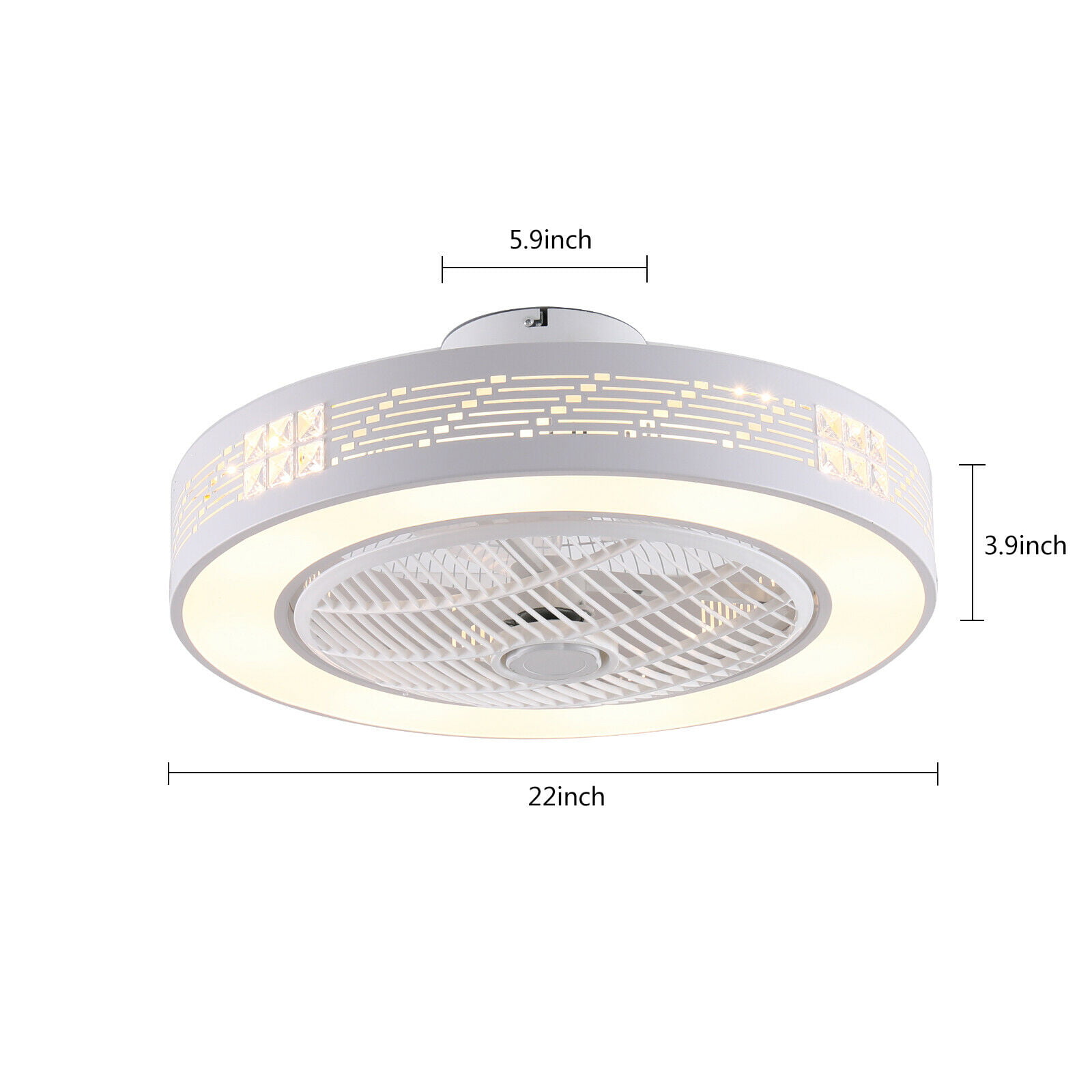 Size : F022 LED Fandelier for Kids Bedroom,Dimmable 3 Colors 3 Gears JIUMUGN Ceiling Fan with Lights and Remote,Invisible Blades Modern Ceiling Fans 