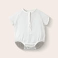 thumbnail image 2 of KPOPLK Baby Boy Clothes Infant Summer Casual Cartoon Print Romper Toddler Baby Plain Short Sleeve Bodysuit Jumpsuit Size 12-18 Months,White, 2 of 6