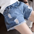 thumbnail image 3 of LYHaoo Jean Denim Shorts for Girls High Waist Straight Leg Cute Summer Denim Shorts,Sizes 5-6 Years, 3 of 5