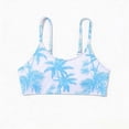 thumbnail image 3 of OGLCCG Girls Swimsuit 4 Piece Bathing Suit Summer Hawaiian Print Bikini Set with Short Sleeve Tops and Sheer Mesh Cover Up Skirt 8-13 Years, 3 of 6