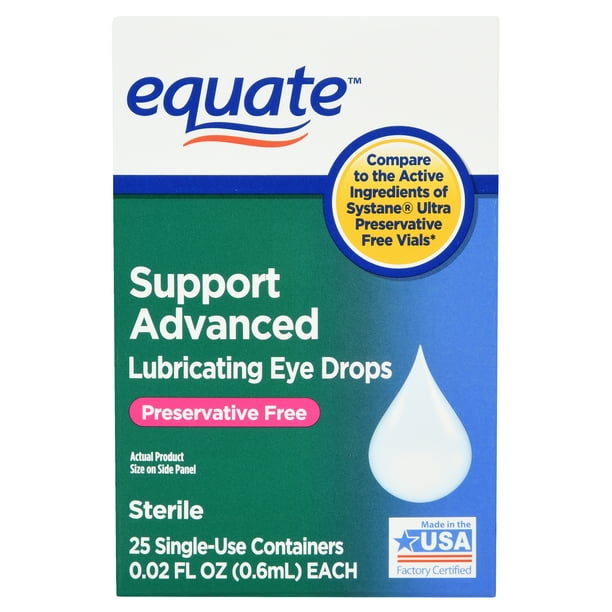 Equate Support Advanced Lubricating Eye Drops, 0.02 Fl. Oz., 25 Count