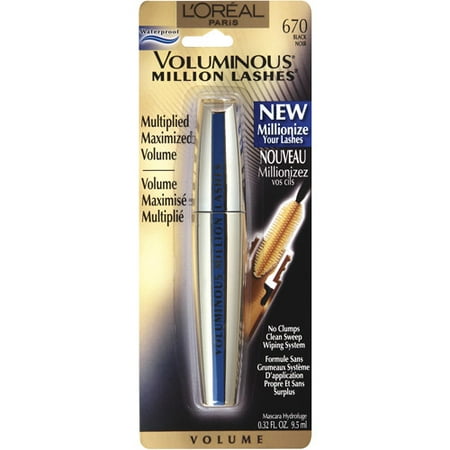 L'Oreal Paris Voluminous Million Lashes Waterproof Mascara, 670 Black